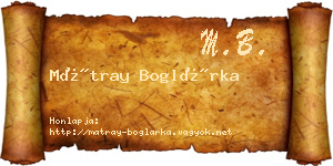 Mátray Boglárka névjegykártya